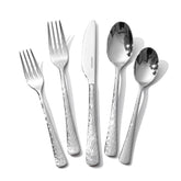 KINGSTONE Hammered Silverware Set, Flatware Set, 18/10 Stainless Steel Premium Cutlery with Unique Ripple Handles Design Mirror Polished - Dishwasher Safe (20-Piece)